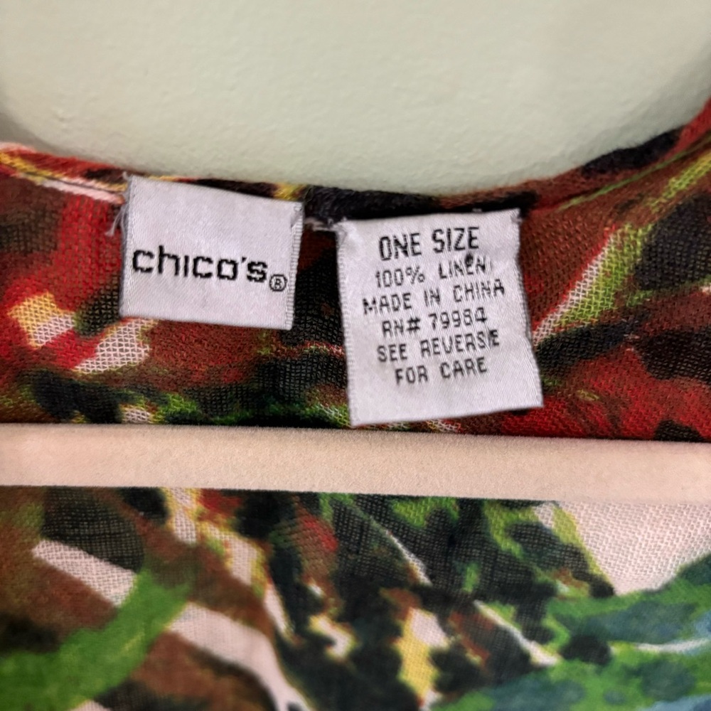 Chico’s Women’s 100% Linen Floral Animal Print Light Weight Shawl Wrap One Size - Picture 3 of 4